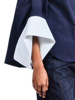 palmer//harding Intention Oversized Sleeve Pinstripe Cotton Shirt, Navy - view 2, Navy