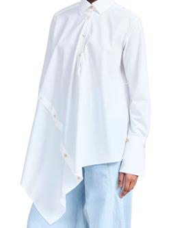 palmer//harding Sonder Asymmetric Hem Button Detail Poplin Cotton Shirt, White - view 2, White
