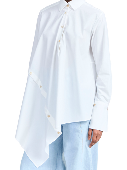 palmer//harding Sonder Asymmetric Hem Button Detail Poplin Cotton Shirt, White - view 2, White