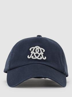 Reiss Luzon Monogram Embroidered Baseball Cap, Navy, Navy