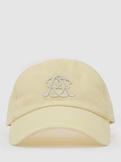 Reiss Luzon Monogram Embroidered Baseball Cap, Powder Yellow, Powder Yellow