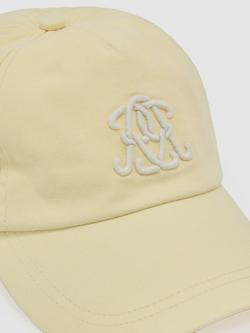 Reiss Luzon Monogram Embroidered Baseball Cap, Powder Yellow - view 2, Powder Yellow