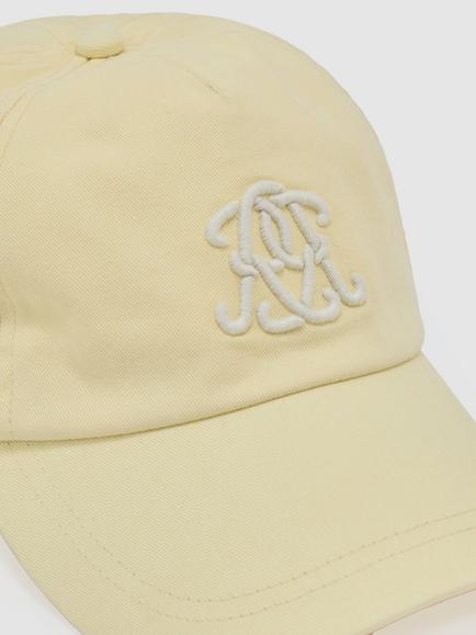 Reiss Luzon Monogram Embroidered Baseball Cap, Powder Yellow - view 2, Powder Yellow