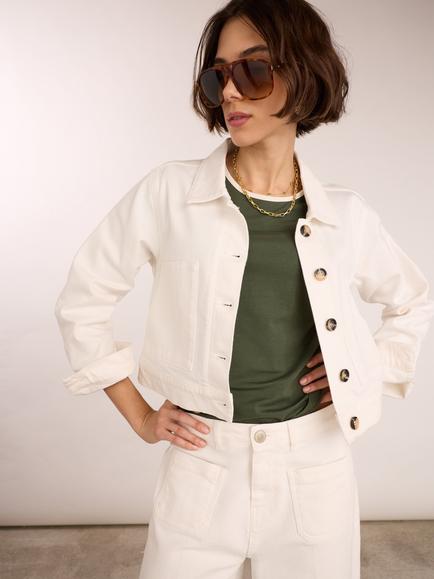 Baukjen Kristi Denim Jacket, Soft White, Soft White