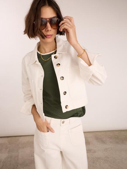 Baukjen Kristi Denim Jacket, Soft White - view 2, Soft White