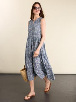 Baukjen Annmarie Woodblock Print Dress containing LENZING™ ECOVERO™ Viscose, Blue Denim/Multi, Blue Denim/Multi