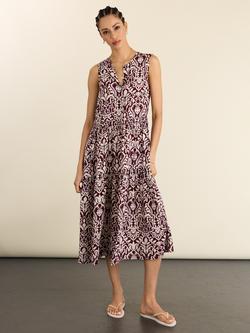 Baukjen Annmarie Sleeveless Printed Dress containing LENZING™ ECOVERO™ Viscose, Burgundy/Multi, Burgundy/Multi