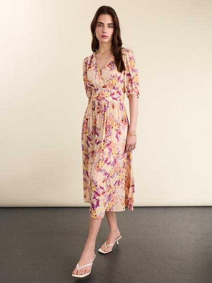 Baukjen Lina Midi Dress containing LENZING™ ECOVERO™ Viscose, Violet/Multi - view 2, Violet/Multi