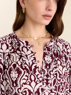 Baukjen Claudia Damask Print Top containing LENZING™ ECOVERO™ Viscose, Burgundy Damask - view 2, Burgundy Damask