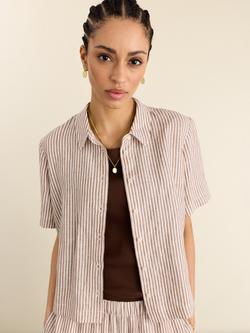 Baukjen Clyde Stripe Pure Linen Shirt, Chocolate/Multi, Chocolate/Multi