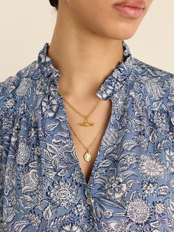 Baukjen Nolan Woodblock Print Shirt containing LENZING™ ECOVERO™ Viscose, Blue/Multi - view 2, Blue/Multi