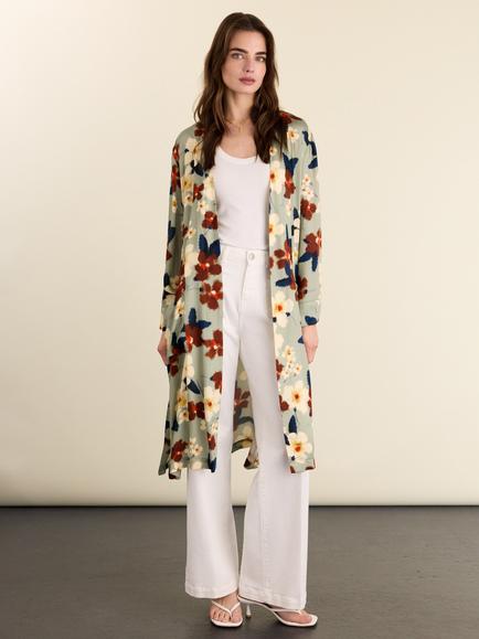 Baukjen Onassia Floral Robe containing LENZING™ ECOVERO™ Viscose, Seafoam, Seafoam
