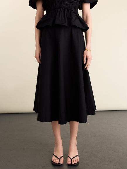Baukjen Loretta Organic Cotton Midi Skirt, Caviar Black - view 2, Caviar Black