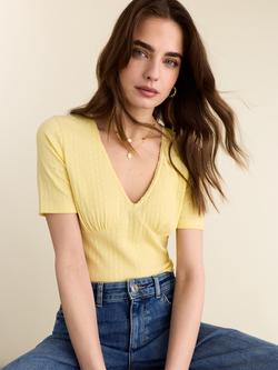 Baukjen Antoinette V-Neck Top, Butter Yellow, Butter yellow