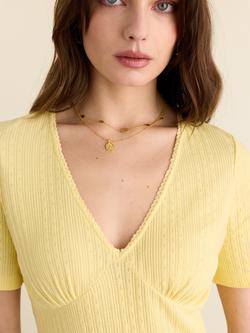 Baukjen Antoinette V-Neck Top, Butter Yellow - view 2, Butter yellow