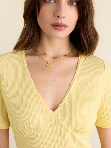 Baukjen Antoinette V-Neck Top, Butter Yellow - view 2, Butter yellow