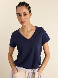 Baukjen Hanorah Organic Cotton V-Neck T-Shirt, Deep Indigo