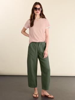 Baukjen Brett Barrel Linen Trousers, Deep Khaki, Deep Khaki