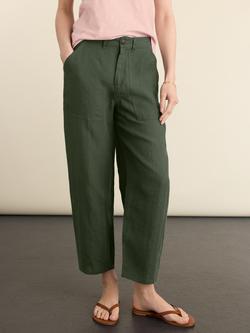 Baukjen Brett Barrel Linen Trousers, Deep Khaki - view 2, Deep Khaki