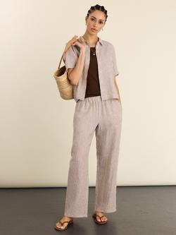 Baukjen Doretta Pure Linen Trousers, Chocolate/Multi, Chocolate/Multi