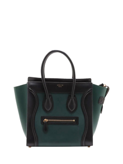 Pre-loved CELINE Micro Luggage Bag, Green, Green