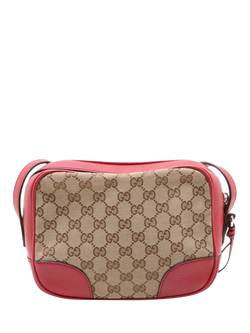 Pre-loved GUCCI GG Canvas and Leather Crossbody Bag, Brown/Red - view 2, Brown/Red