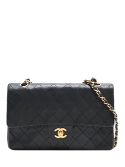 Pre-loved CHANEL 1988 Medium Lambskin Classic Double Flap Bag, Black, Black