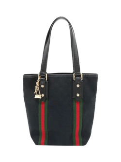 Pre-loved GUCCI GG Canvas and Leather Tote Bag, Black/Multi, Black/Multi