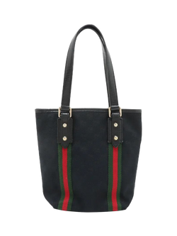 Pre-loved GUCCI GG Canvas and Leather Tote Bag, Black/Multi - view 2, Black/Multi