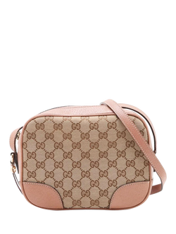 Pre-loved GUCCI GG Canvas and Leather Crossbody Bag, Neutral/Pink, Neutral/Pink