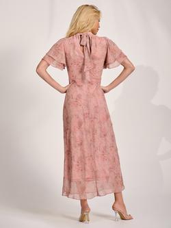 Jolie Moi High Neck Tie Back Maxi Dress, Pink - view 2, Pink