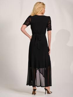 Jolie Moi V-Neck Ruched Sleeve Dress, Black - view 2, Black