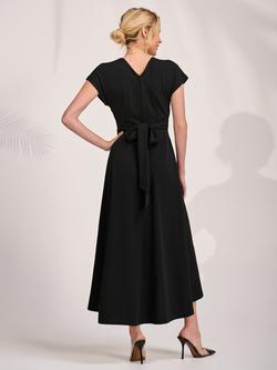 Jolie Moi V-Neck Belted Scuba Maxi Dress - view 2, Black