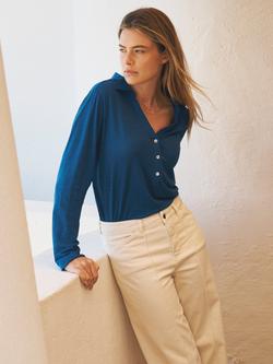 NRBY Juno Collar Pure Linen Top - view 2, Indigo