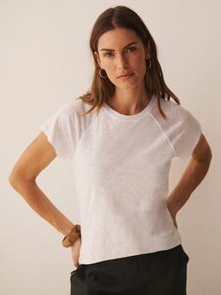 NRBY Wanda Crew Neck Cotton Linen T-Shirt, White - view 2, White