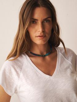 NRBY Wanda V-Neck Cotton Linen T-Shirt, White - view 2, White