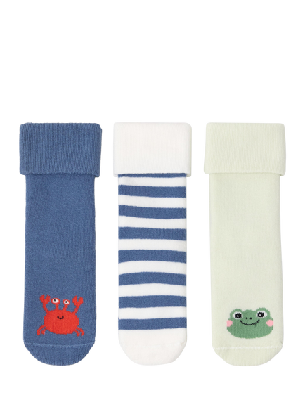 Lindex Baby Cotton Blend Socks, Pack of 3, Light Blue, Light Blue