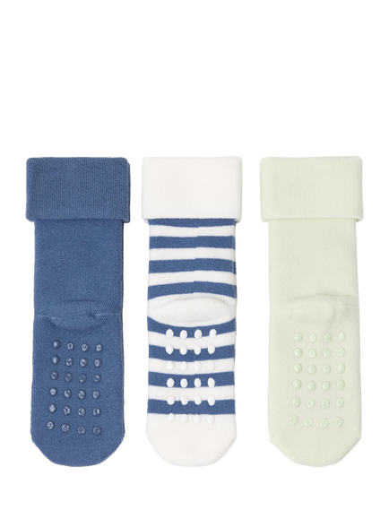 Lindex Baby Cotton Blend Socks, Pack of 3, Light Blue - view 2, Light Blue