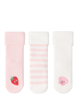 Lindex Baby Cotton Blend Socks, Pack of 3, Light Pink, Light Pink