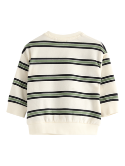 Lindex Baby Striped Character Pocket Sweatshirt, Off White - view 2, Off White