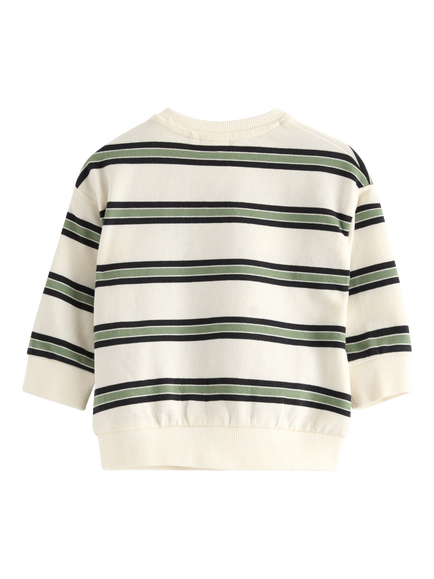 Lindex Baby Striped Character Pocket Sweatshirt, Off White - view 2, Off White