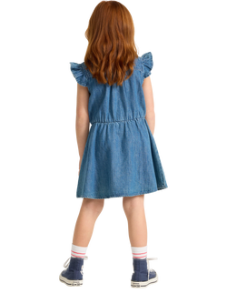 Lindex Kids' Flutter Sleeve Shirt Dress, Blue - view 2, Blue