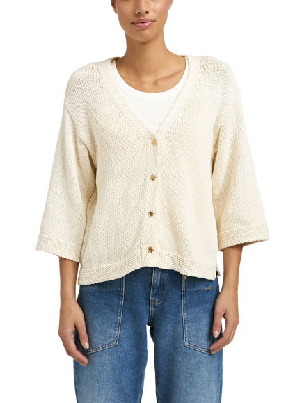 Smith & Soul Palm Tree Button Flared Sleeve Cardigan, Off White, Off White