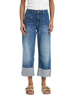 Smith & Soul Straight Leg Cropped Turn Up Jeans, Denim, Denim
