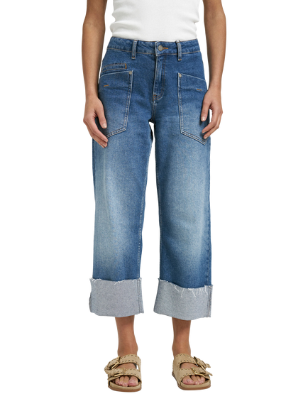 Smith & Soul Straight Leg Cropped Turn Up Jeans, Denim, Denim