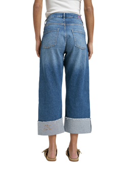 Smith & Soul Straight Leg Cropped Turn Up Jeans, Denim - view 2, Denim