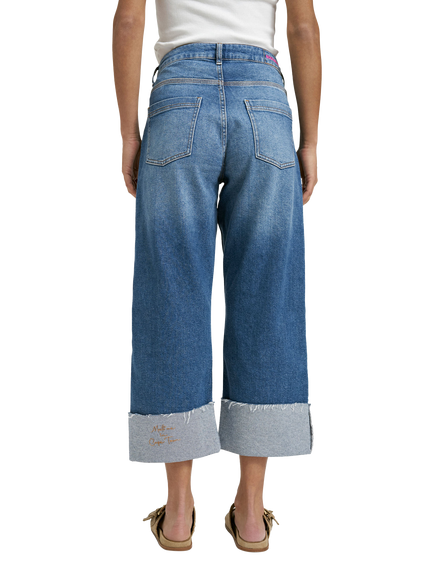 Smith & Soul Straight Leg Cropped Turn Up Jeans, Denim - view 2, Denim