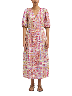 Smith & Soul V-Neck Tile Print Midi Dress, Multi, Multi