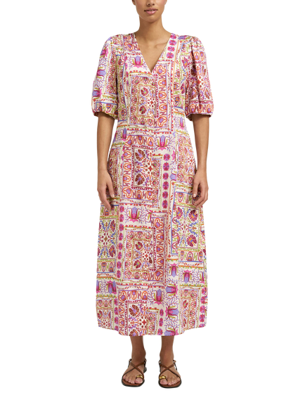 Smith & Soul V-Neck Tile Print Midi Dress, Multi, Multi