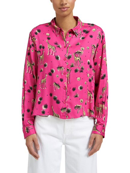 Smith & Soul Giraffe Print Shirt, Fuchsia/Multi, Fuchsia/Multi